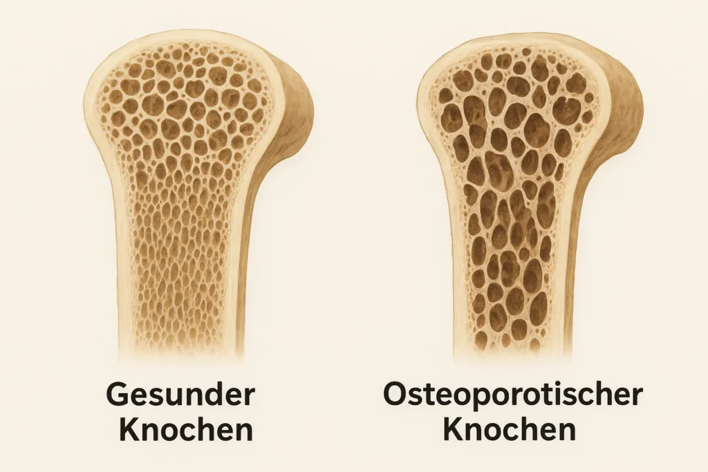 Vergleich von gesundem und osteoporotischem Knochen
